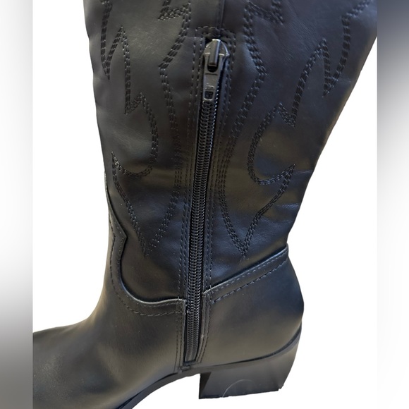 Madden Girl Black Western Cowboy Pull On Boot block heel tall concert indie - Picture 6 of 8